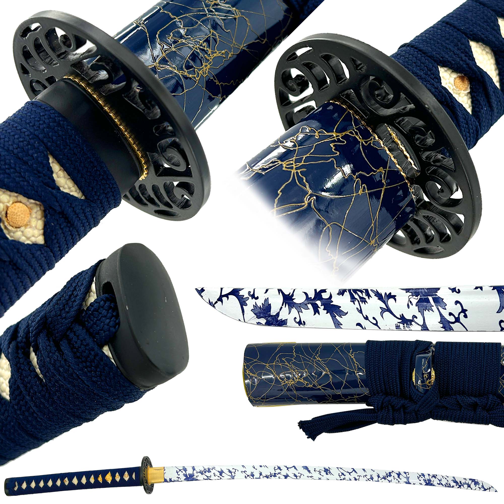 Frost Bloom Porcelain Blue Hand Forged Katana Swords - Tophatter Daily Deals