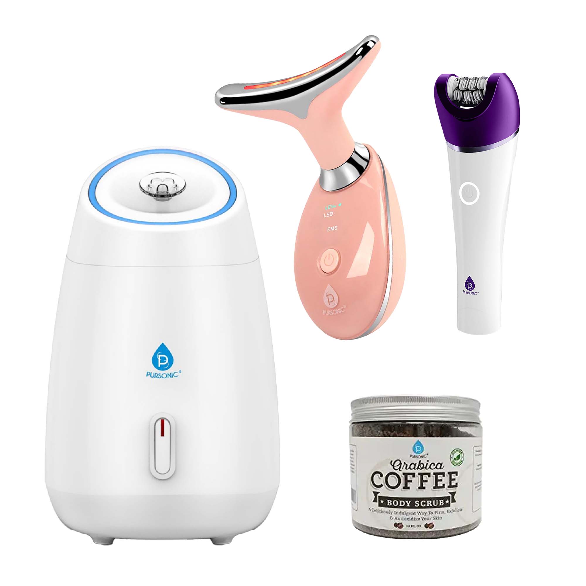 Pursonic Radiant Glow Beauty & Self-Care Bundle – Facial Steamer, LED Therapy, Epilator & More! Bundle Gift Sets - Tophatter Daily Deals