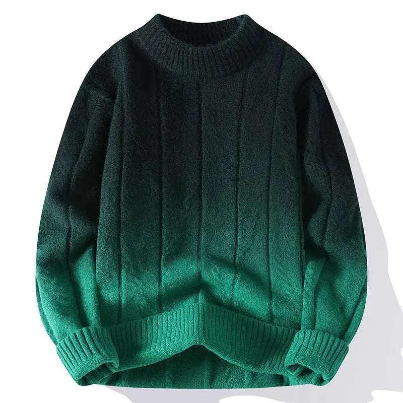 Soft Classic Men's Gradient Knit Sweater - Crewneck Wool Green - Tophatter Daily Deals