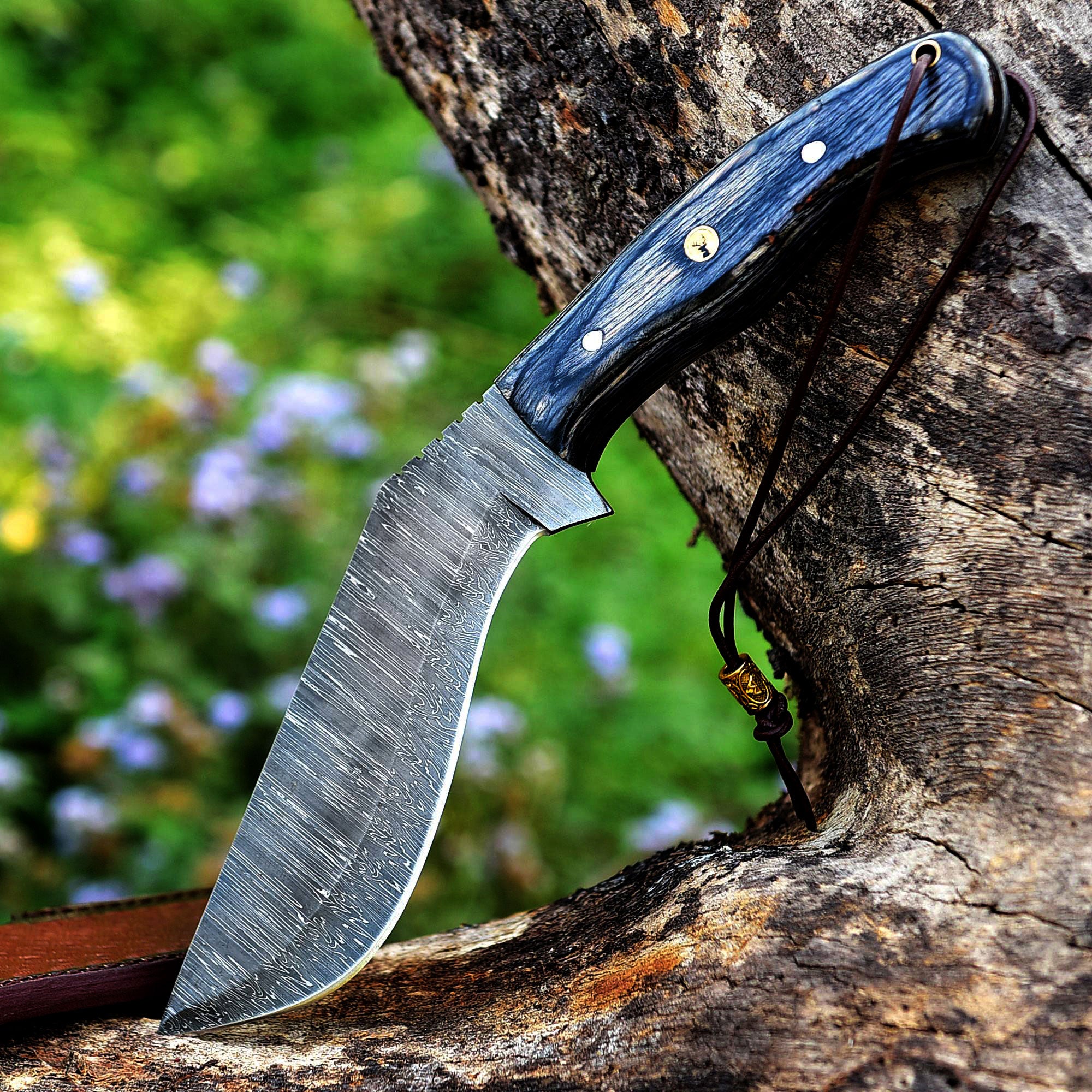 12 Inch Damascus Steel Custom Handmade Machete Kukri Knife - TOPHATTER'S ARMORY DEALS Collectible Weapons - Tophatter Daily Deals