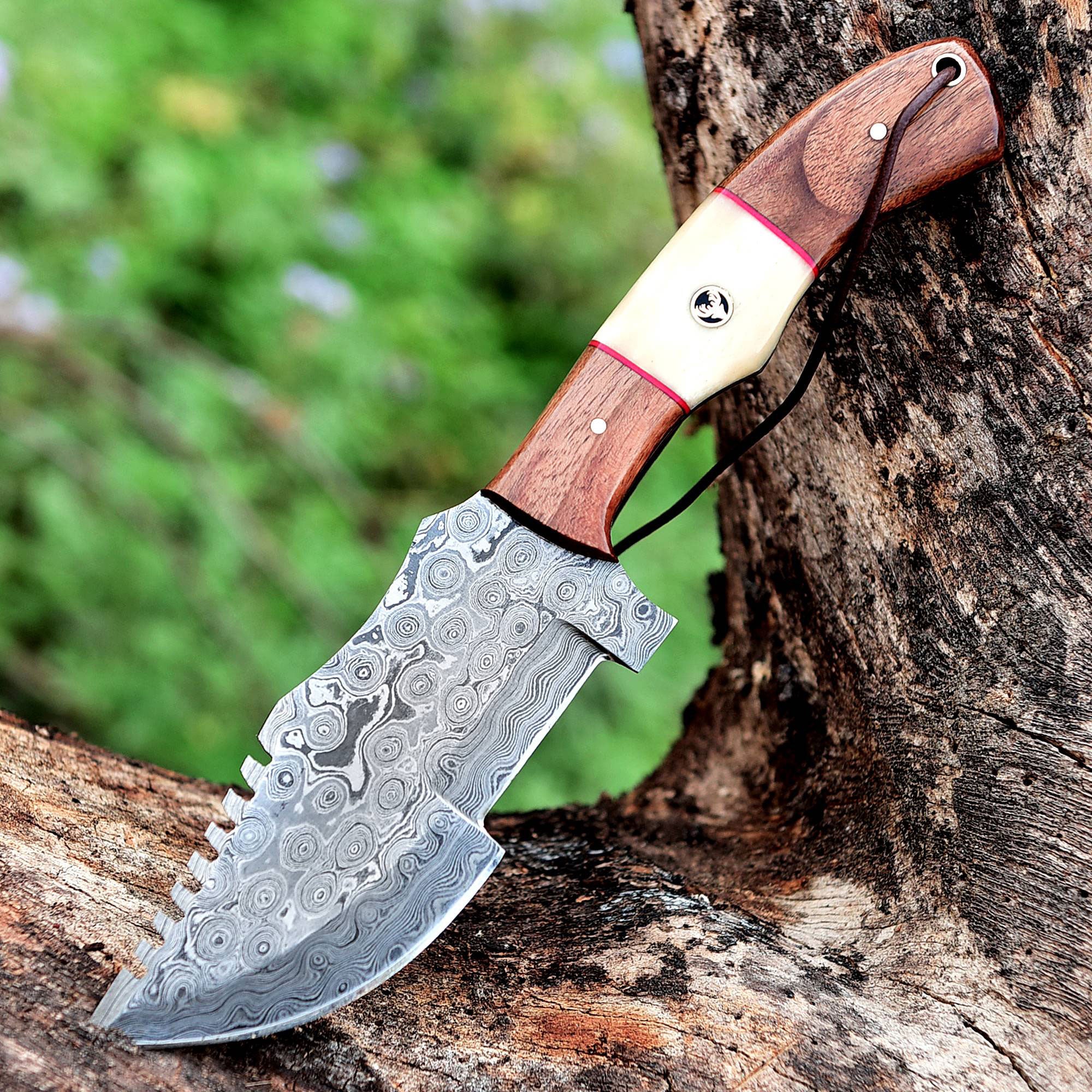 10" Damascus Steel Custom Handmade Tactical Knife Fixed Blade - TOPHATTER'S ARMORY DEALS Collectible Weapons - Tophatter Daily Deals