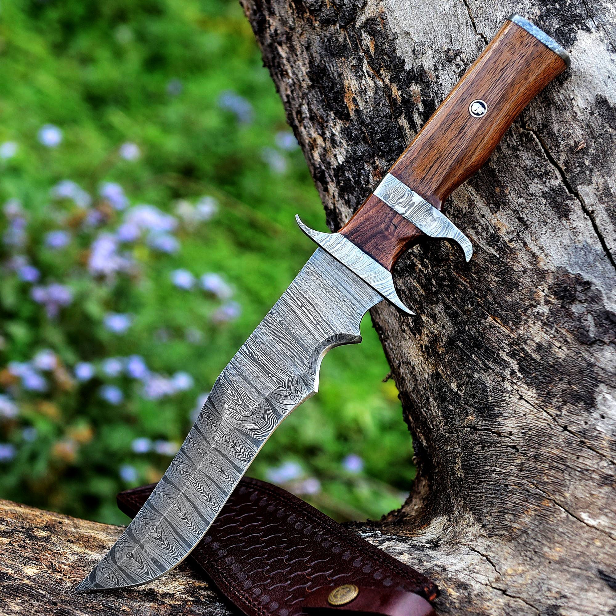 13.5" Damascus Steel Custom Handmade Military Bowie Knife - TOPHATTER'S ARMORY DEALS Collectible Weapons - Tophatter Daily Deals