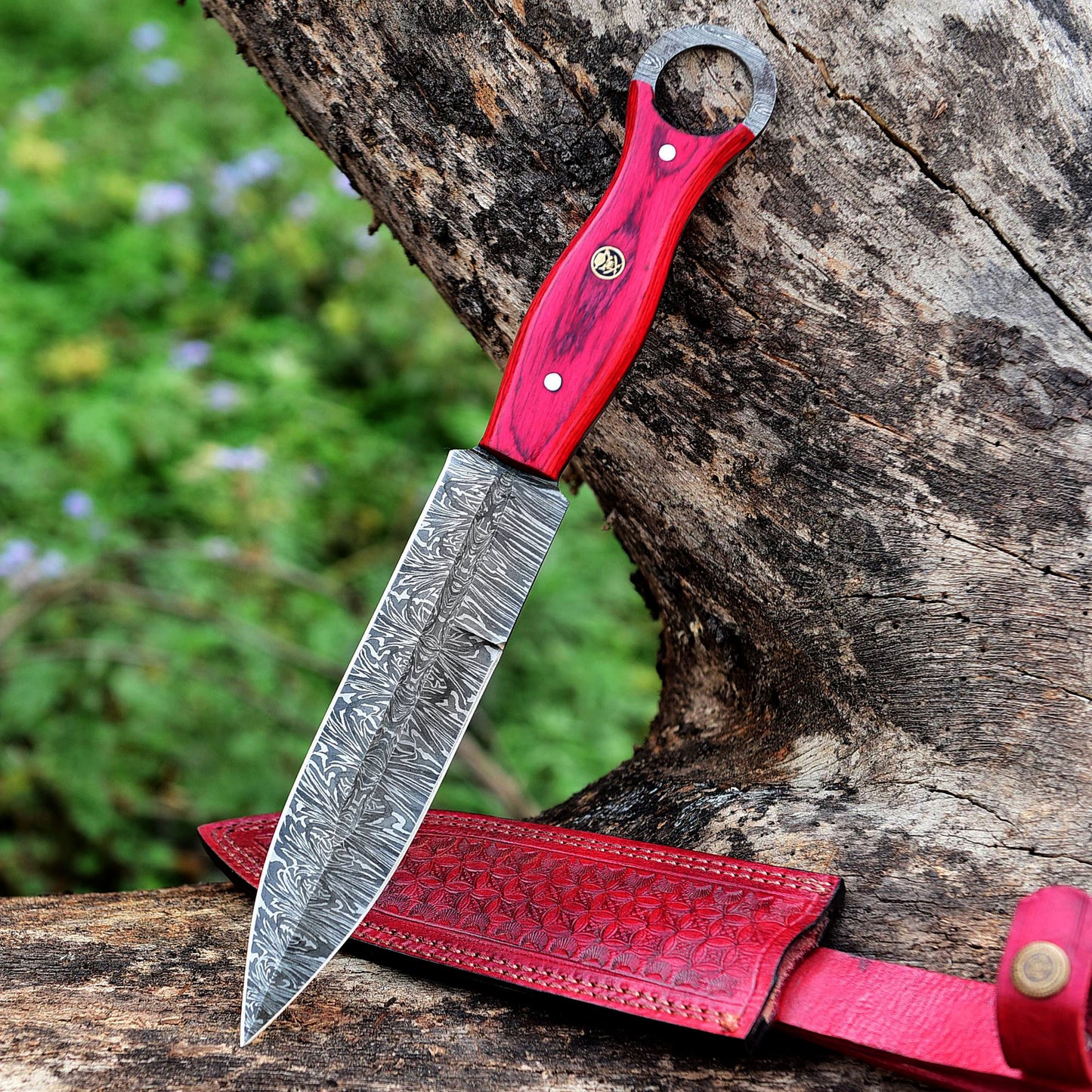 13.5" Damascus Steel Custom Handmade Dagger Knife - TOPHATTER'S ARMORY DEALS Collectible Weapons - Tophatter Daily Deals
