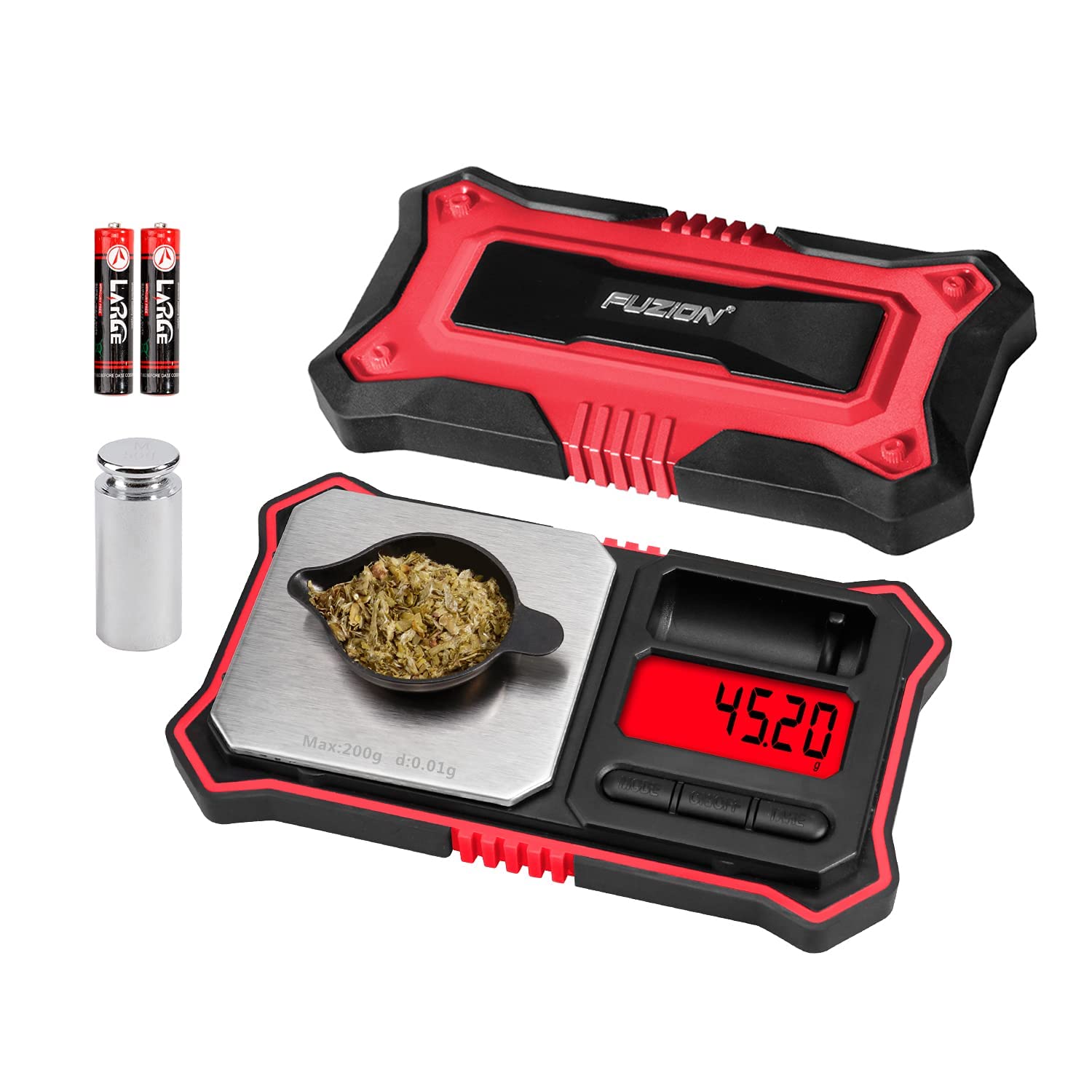 Fuzion Digital Pocket Scale, 200g x 0.01g Jewelry Gram Scale Red - TOPHATTER'S ARMORY DEALS Collectible Weapons - Tophatter Daily Deals