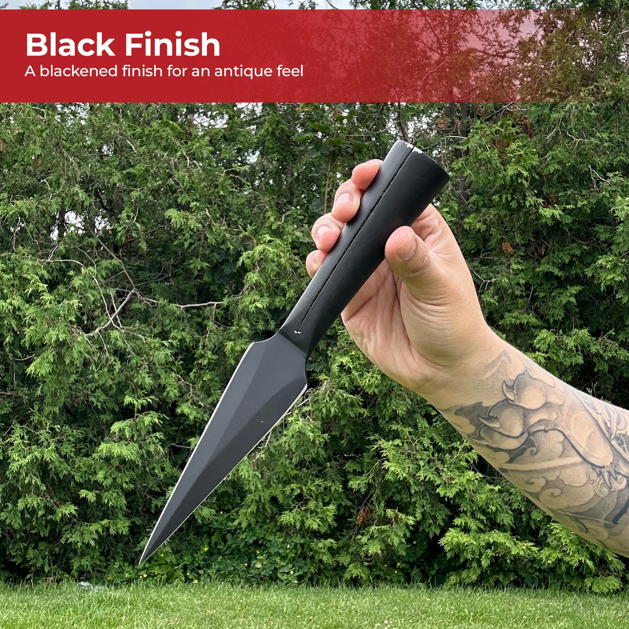 Functional Forged Blackened Iron Spear Head historical period - Tophatter Daily Deals