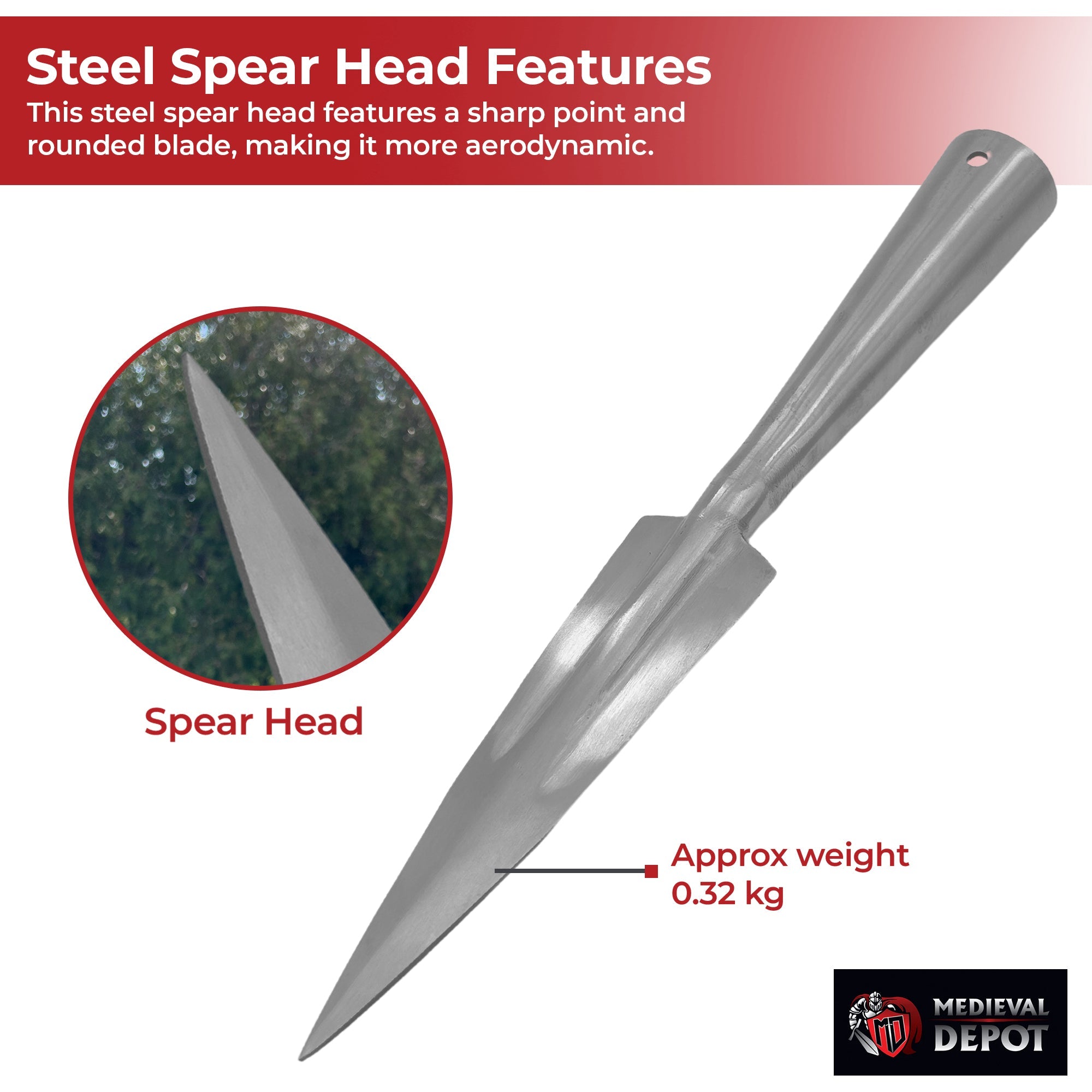 Functional Horsa Medieval Spear Head historical period - Tophatter Daily Deals