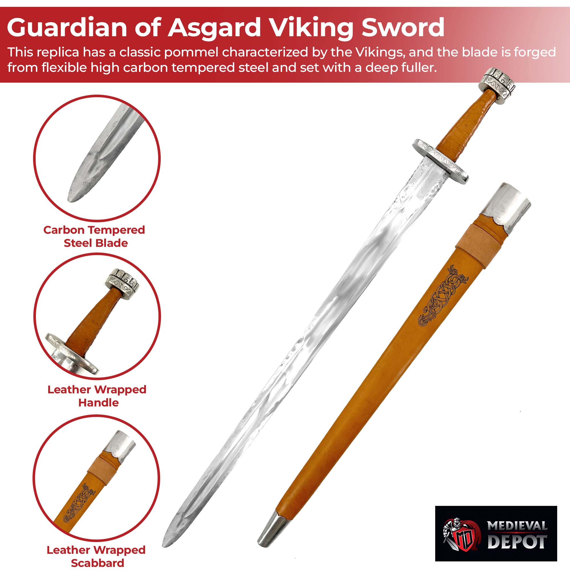 Functional Medieval Guardian of Asgard Viking Replica Sword swords - Tophatter Daily Deals