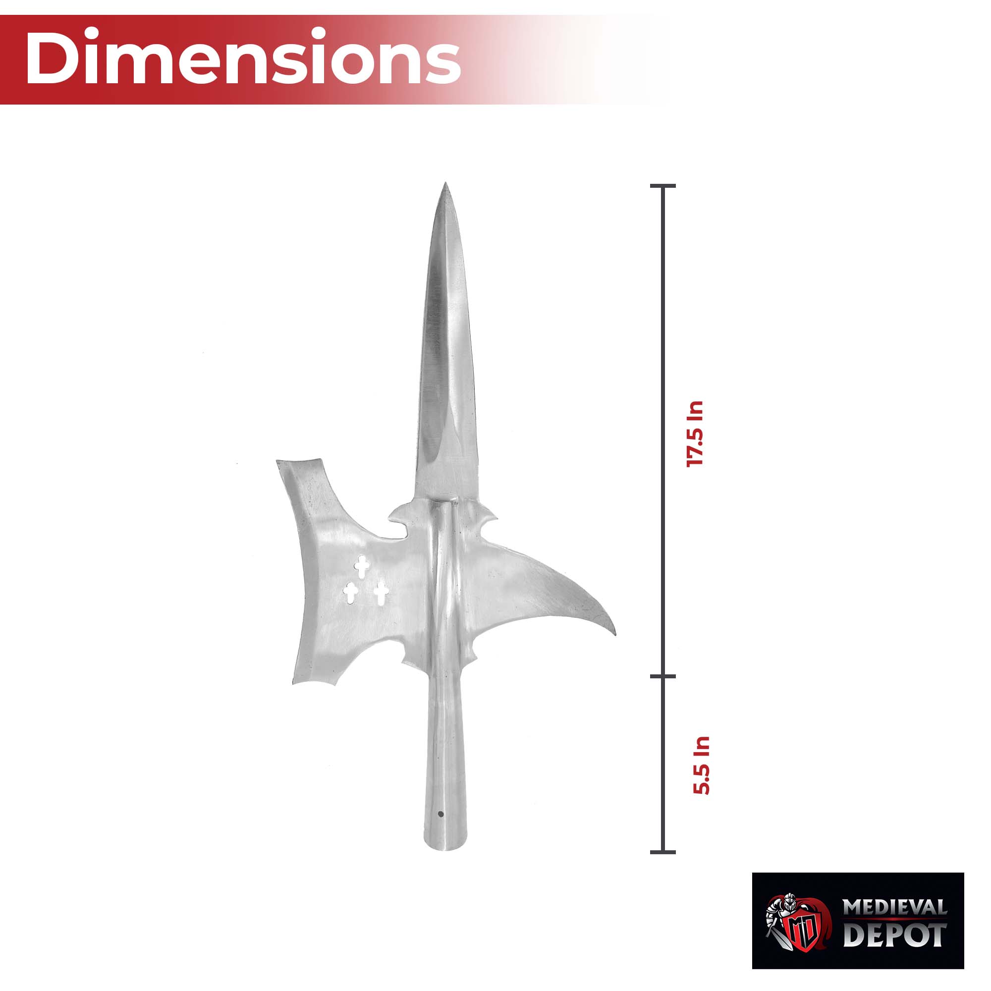 Functional Templar Knight Triple Edge Medieval Halberd Spearhead Knives - Tophatter Daily Deals