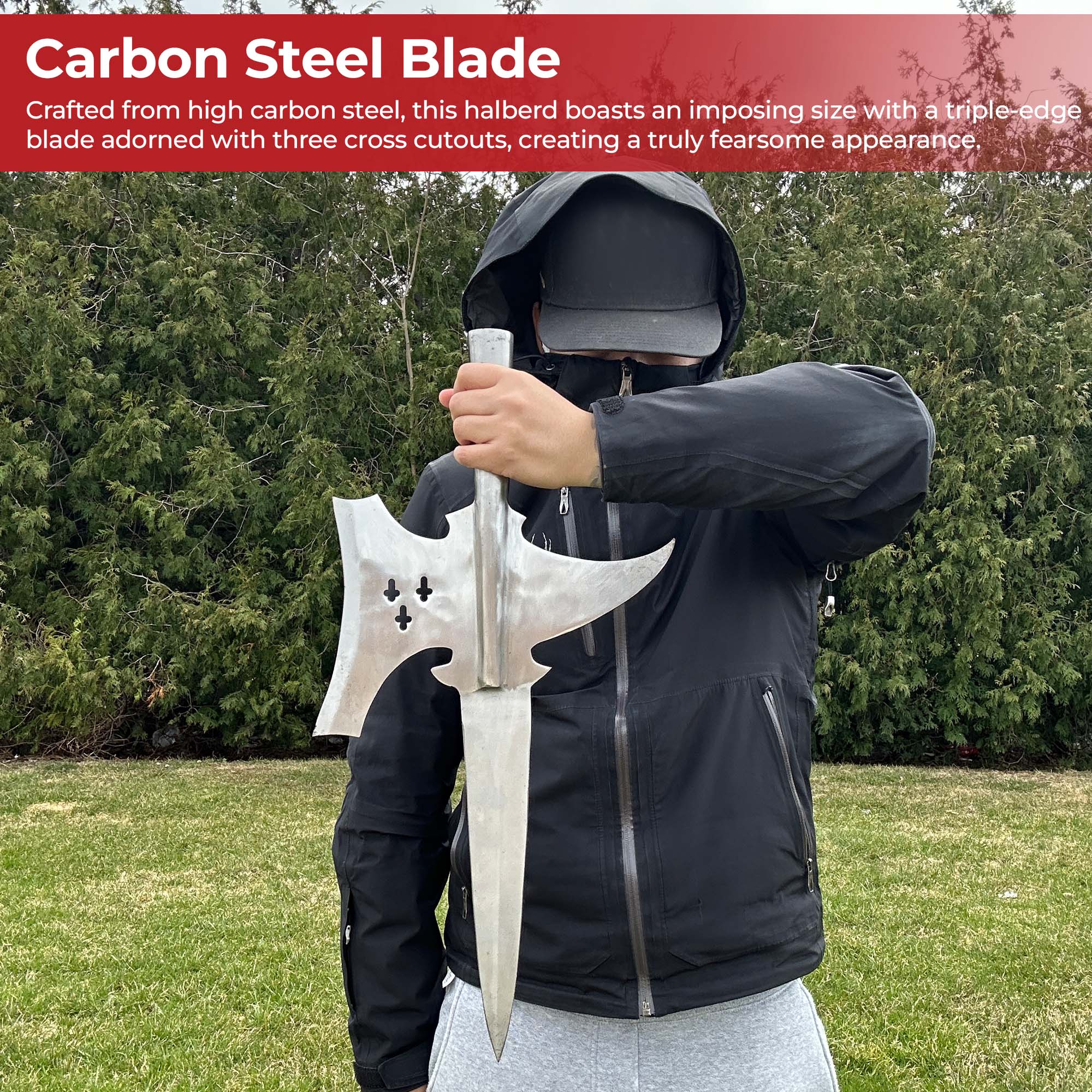 Functional Templar Knight Triple Edge Medieval Halberd Spearhead Knives - Tophatter Daily Deals