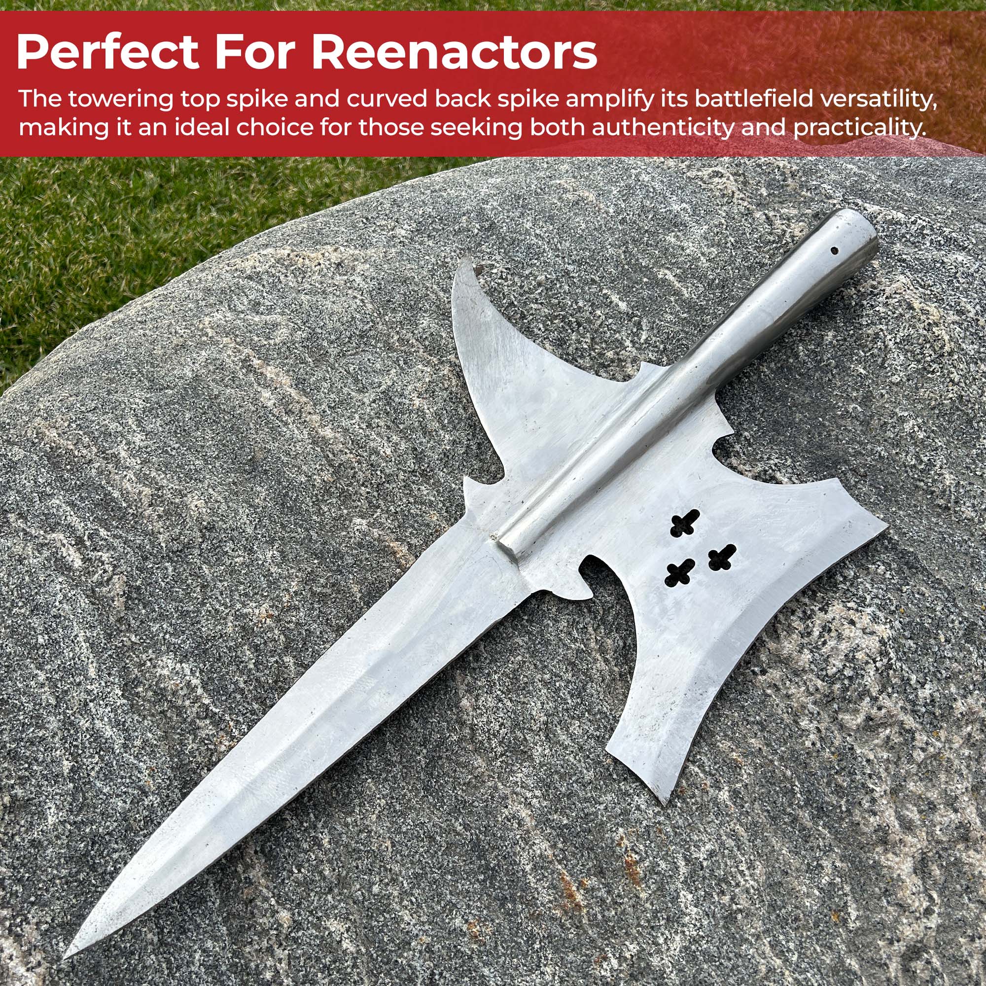 Functional Templar Knight Triple Edge Medieval Halberd Spearhead Knives - Tophatter Daily Deals
