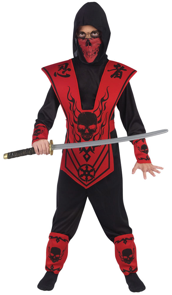 Red & Black Skull Ninja Child Costume Halloween Skeleton Decorations - Tophatter Daily Deals