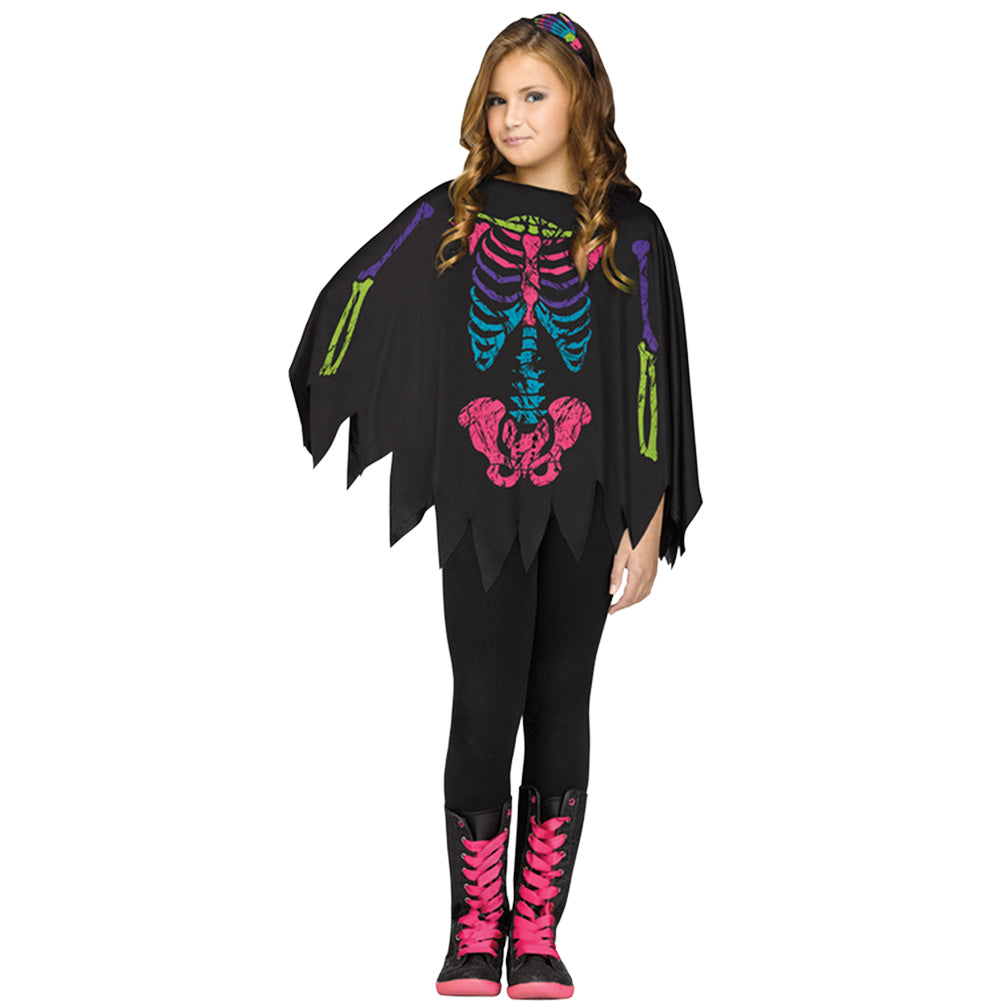 Child's Rainbow Skeleton Poncho Halloween Skeleton Decorations - Tophatter Daily Deals