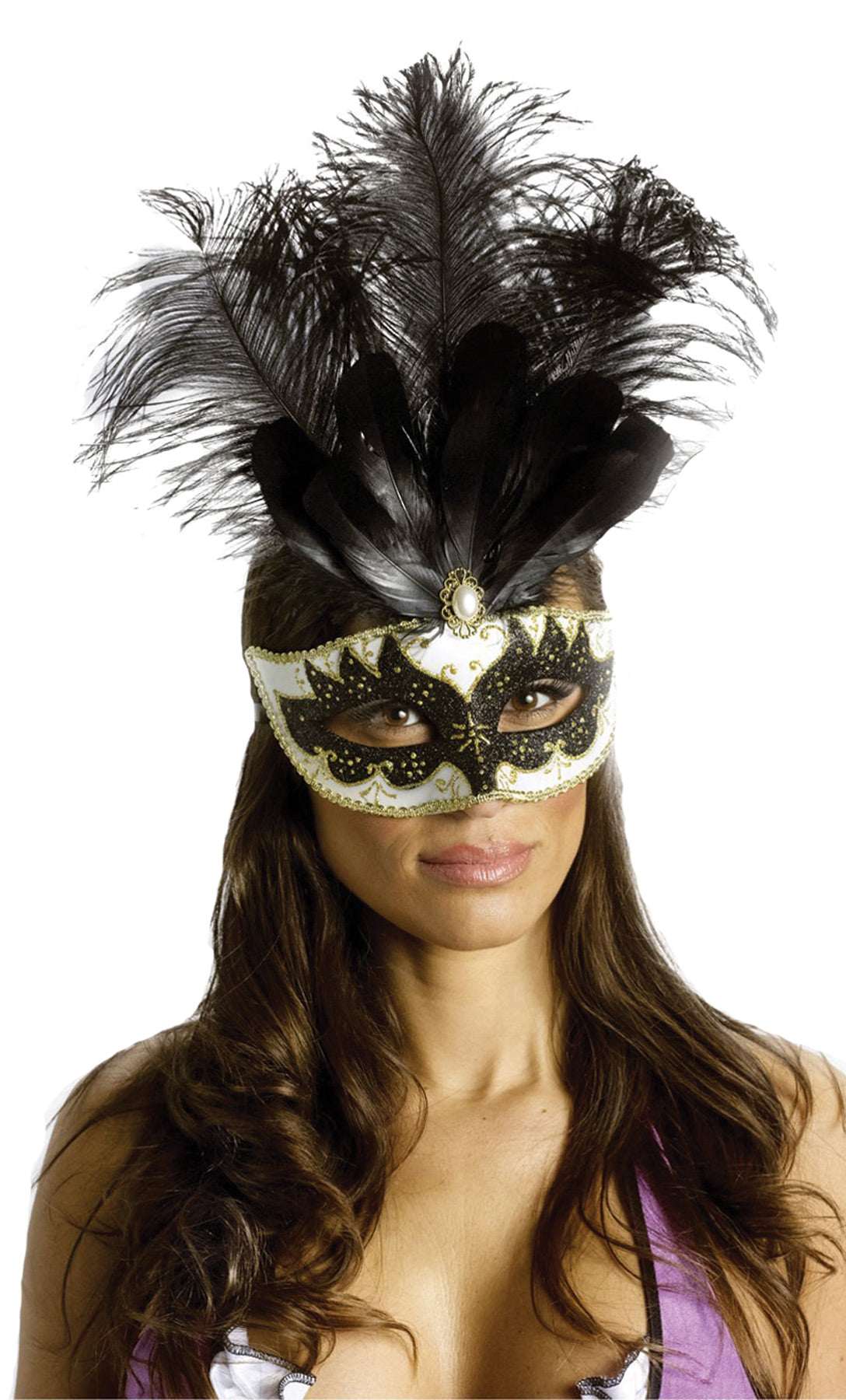 Women's Big Feather Carnival Mask Halloween Masks - Tophatter Daily Deals