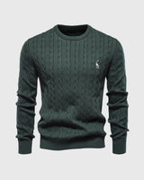 Soft Timeless Men's Cable Knit Sweater - Crewneck, Cotton fir green - Tophatter Daily Deals