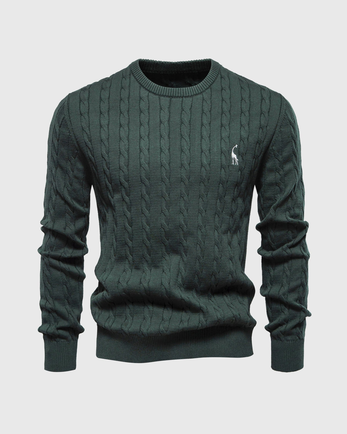 Soft Timeless Men's Cable Knit Sweater - Crewneck, Cotton fir green - Tophatter Daily Deals