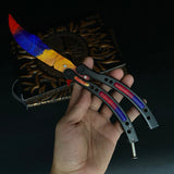Global Offensive Game Balisong Karambit Blunt Blade Trainer Replica Marble Fade Knife - Tophatter Daily Deals