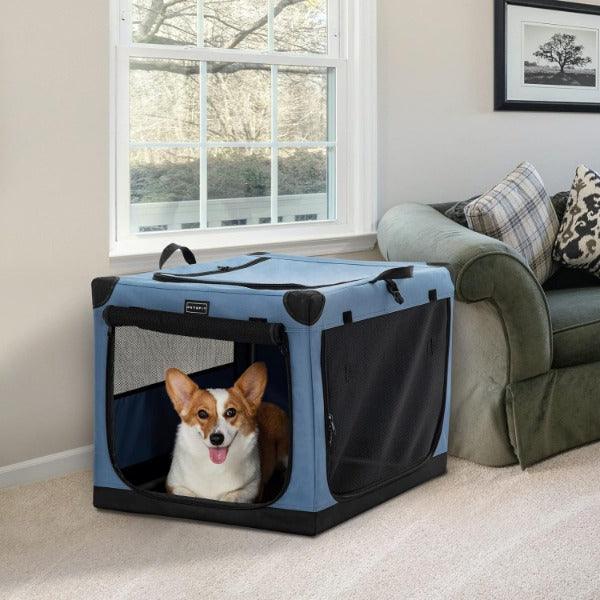 Pet Travel Crate - Pets Fabric Dog Crate Puppy Carrier Cat Travel Cage Carry Pet Bag Pet Products - Tophatter Daily Deals