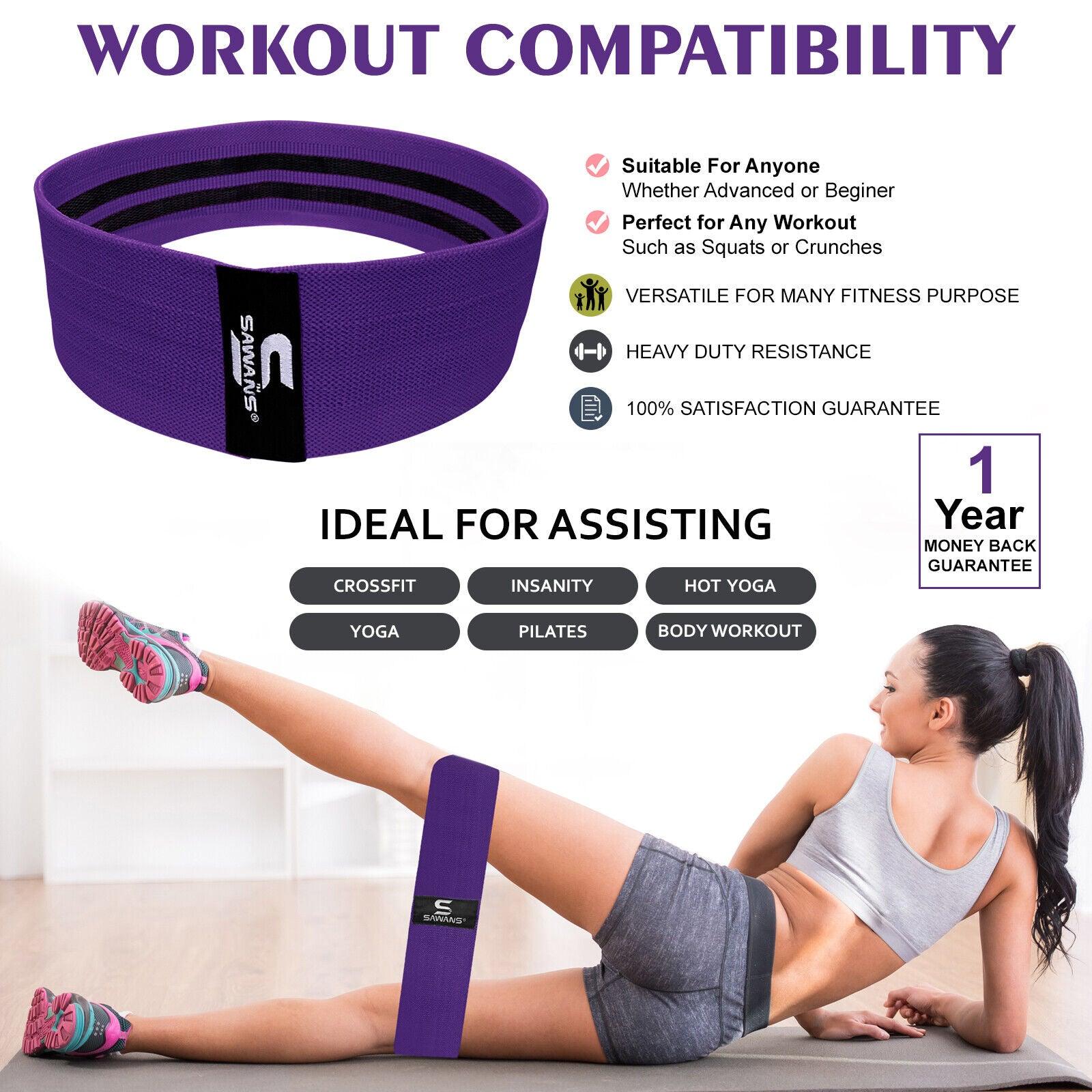 Stretchy Band for Exercise - Thigh Bands for Workout, Hip Band Workout For Men & Women Resistance Band Yoga Exercise Band Booty Band Purple Yoga - Tophatter Daily Deals