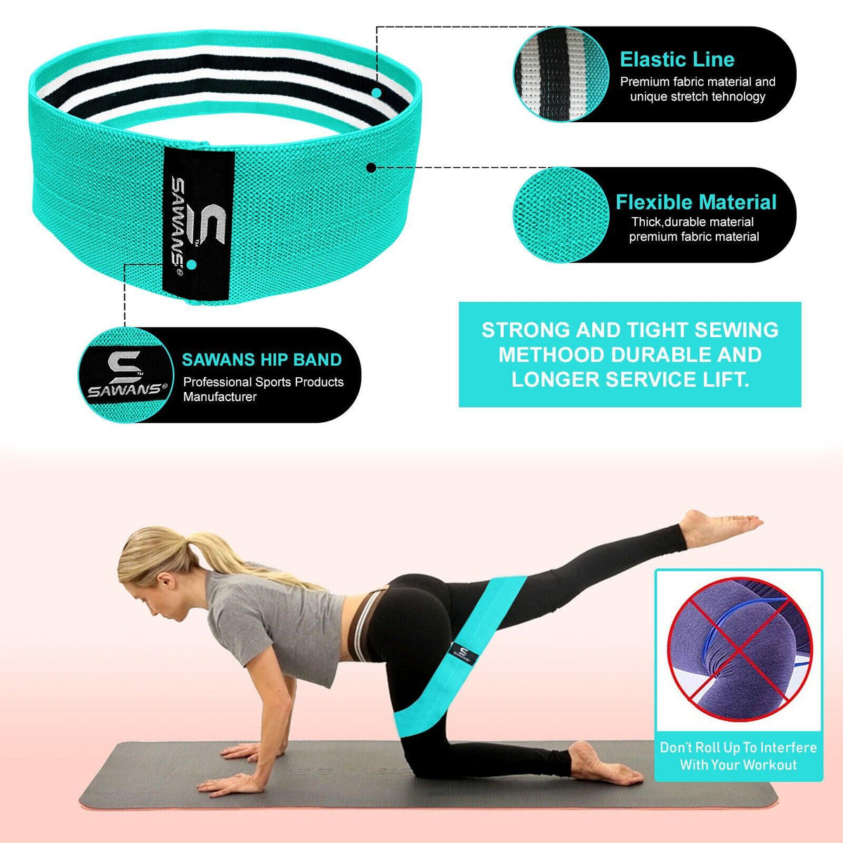 Stretchy Band for Exercise - Thigh Bands for Workout, Hip Band Workout For Men & Women Resistance Band Yoga Exercise Band Booty Band Blue Yoga - Tophatter Daily Deals