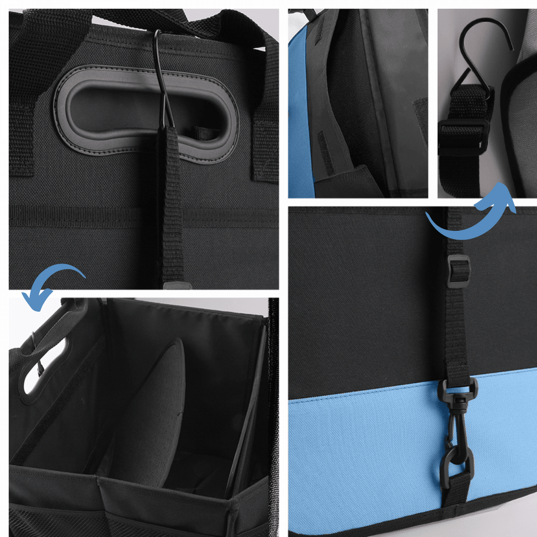 Car Boot Organiser - Heavy Duty Collapsible Foldable Tidy Pocket Storage Car Accessories - Tophatter Daily Deals