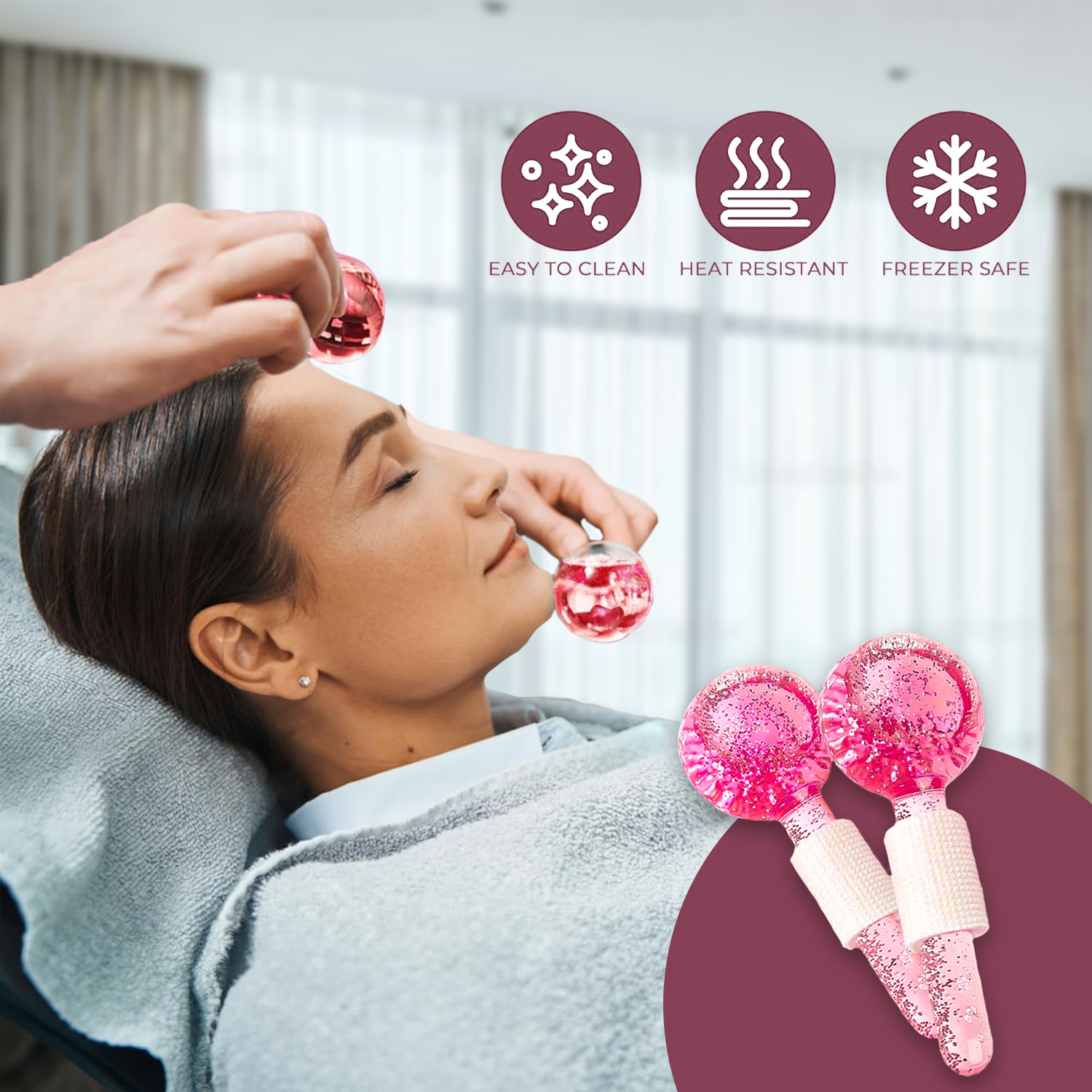 Facial Ice Globes – Cold Face Roller Massage Tool For Skincare Puffiness Treatment Eyes Health & Beauty - Tophatter Daily Deals