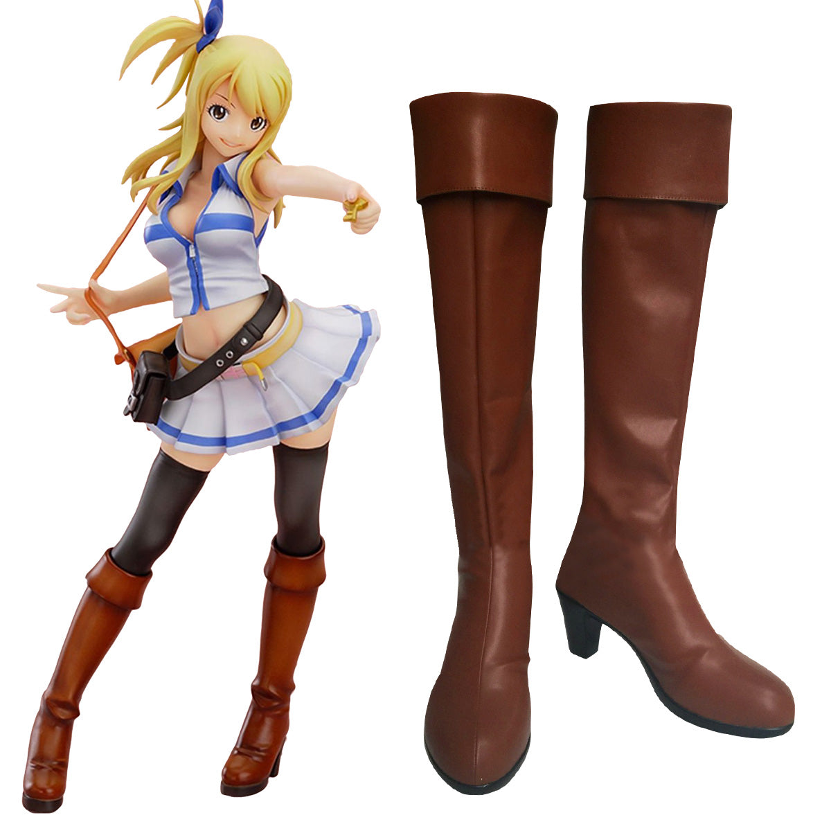 Fairy Tail Lucy Heartfilia Brown Shoes Cosplay Boots Shoes/Boots - Tophatter Daily Deals