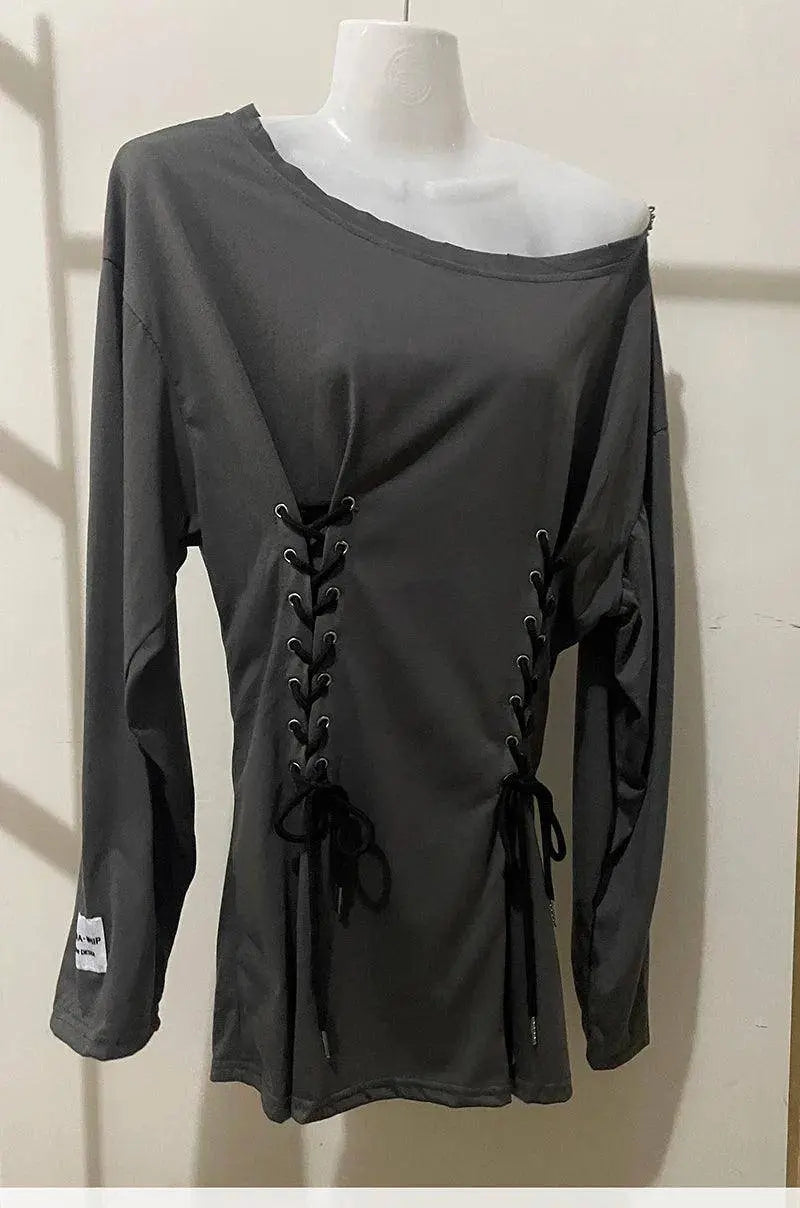 Fairycore Grunge Corset Dress Long Sleeve Women Aesthetic Y2k Fairy Goth Clothes Kawaii Bandage Bodycon Dresses Spring Autumn - Tophatter Daily Deals