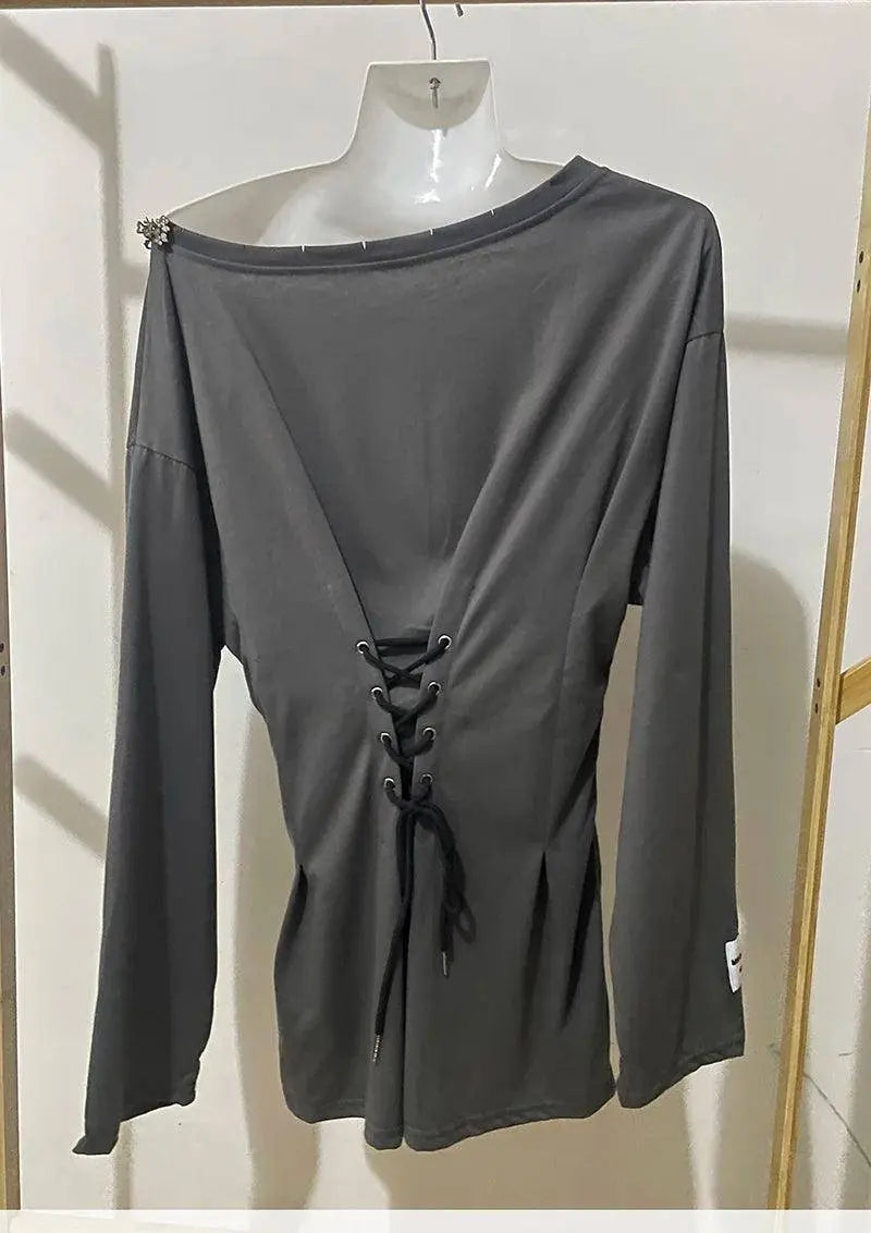 Fairycore Grunge Corset Dress Long Sleeve Women Aesthetic Y2k Fairy Goth Clothes Kawaii Bandage Bodycon Dresses Spring Autumn - Tophatter Daily Deals