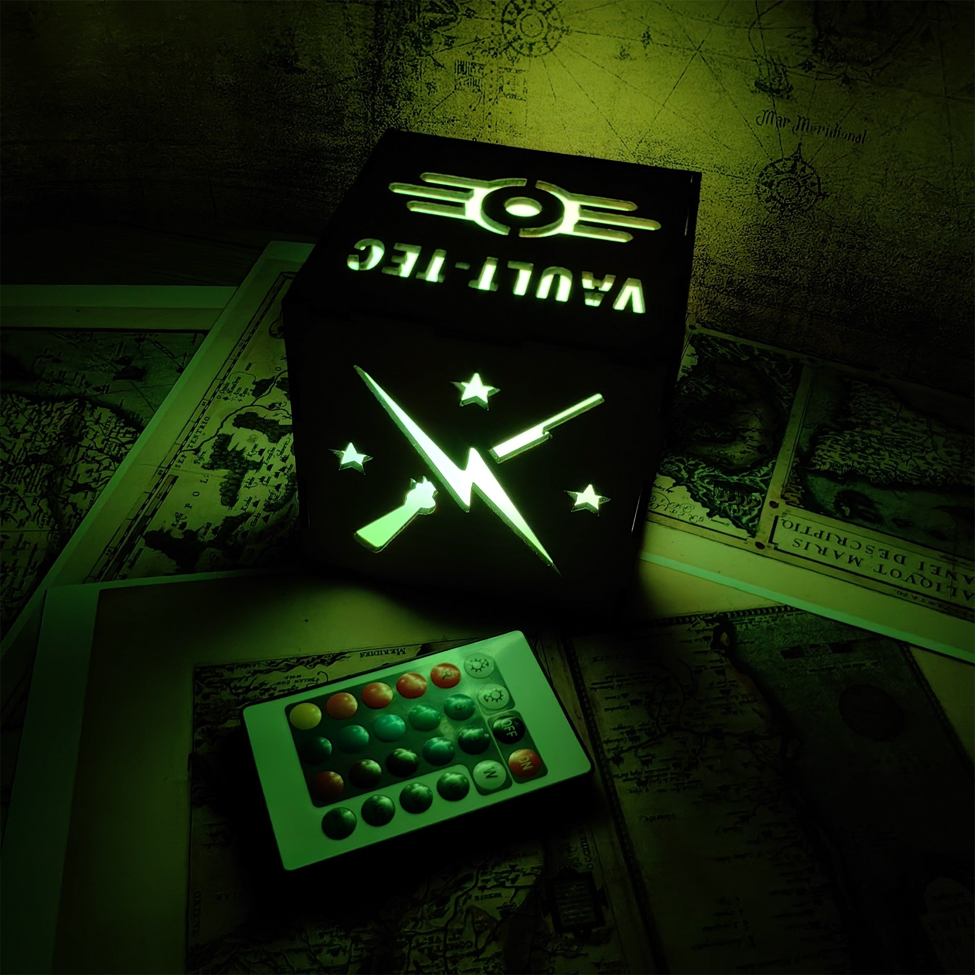 Brotherhood Of Steel Wood Cube Light Desk Decor - Tophatter Daily Deals