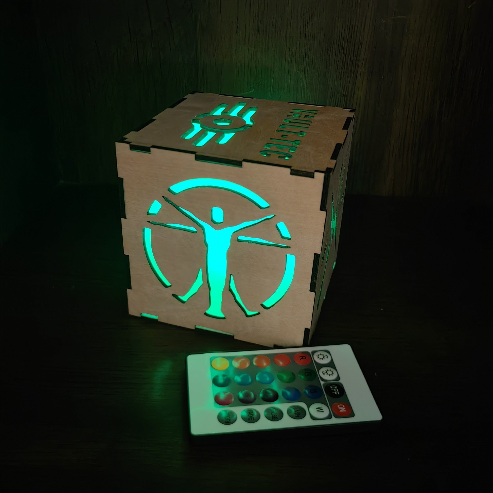 Brotherhood Of Steel Wood Cube Light Desk Decor Wooden Cube Light - Tophatter Daily Deals