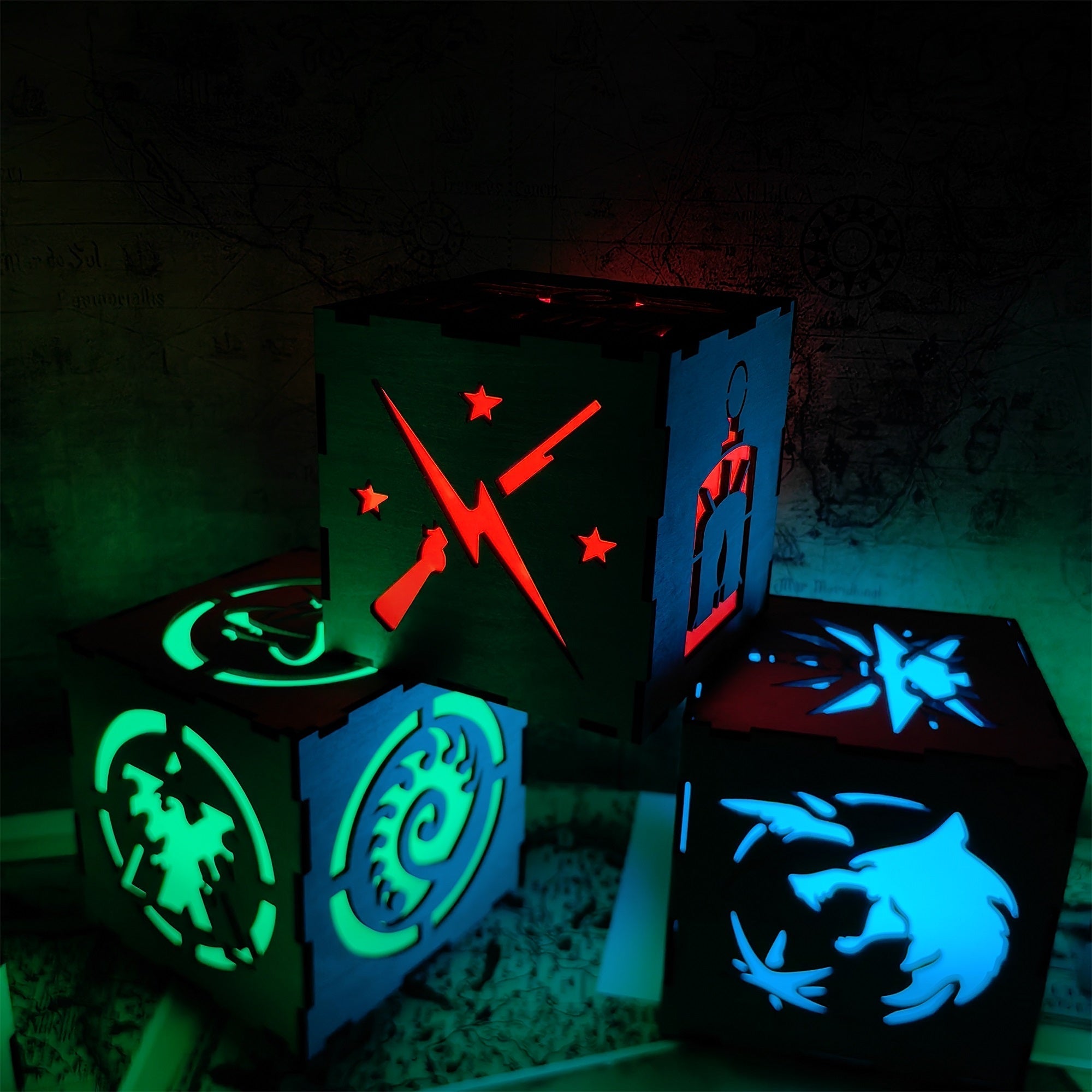 Brotherhood Of Steel Wood Cube Light Desk Decor - Tophatter Daily Deals