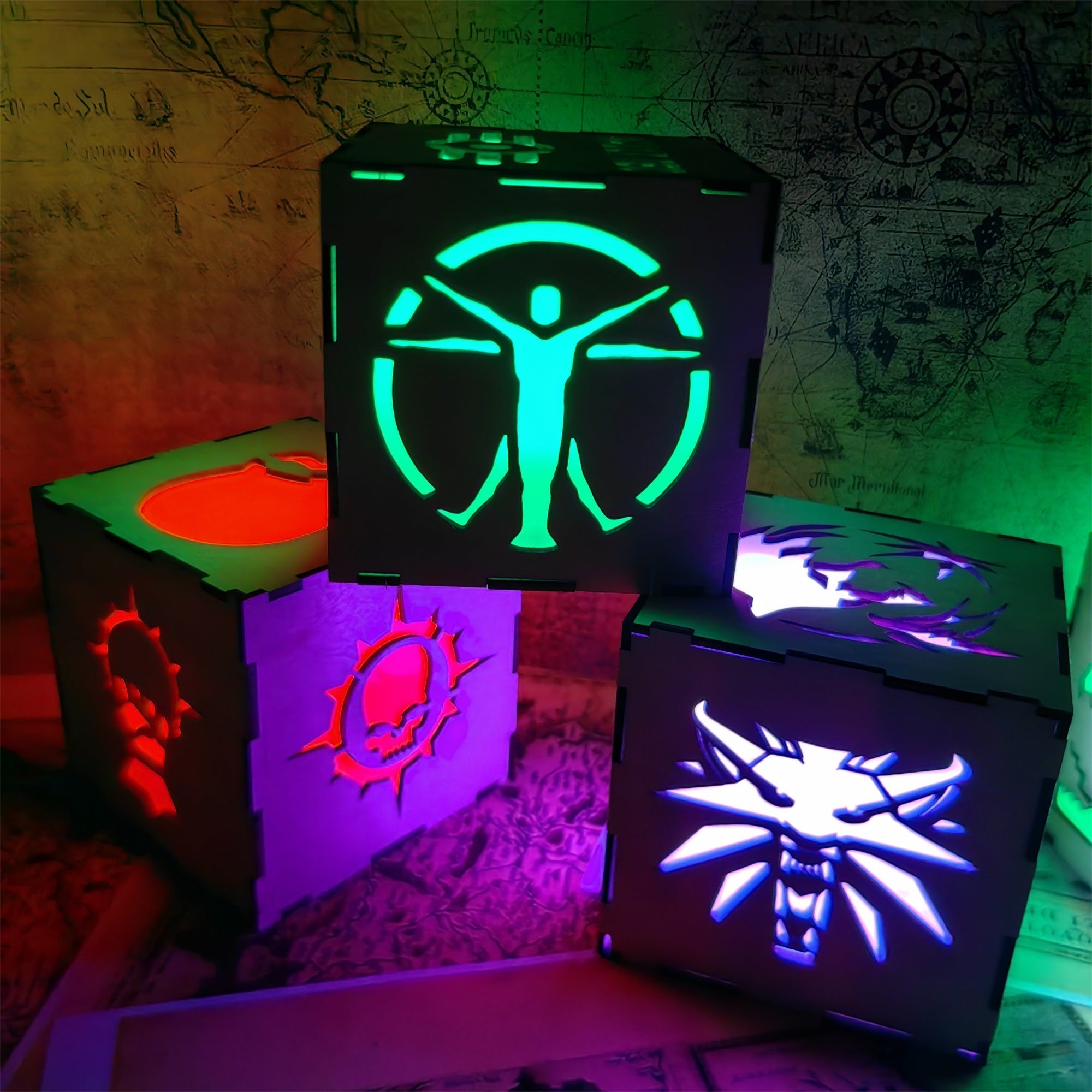 Brotherhood Of Steel Wood Cube Light Desk Decor - Tophatter Daily Deals