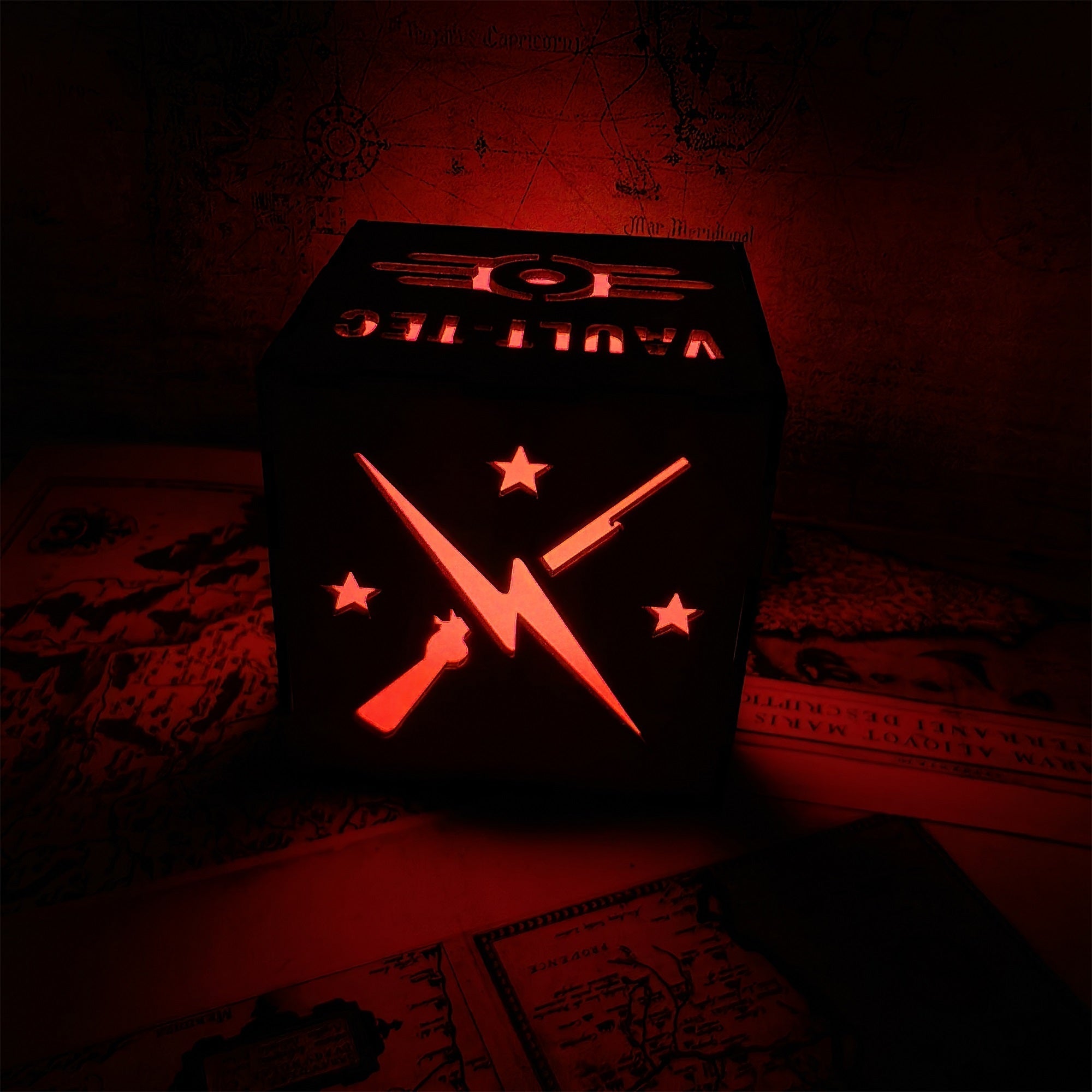 Brotherhood Of Steel Wood Cube Light Desk Decor - Tophatter Daily Deals