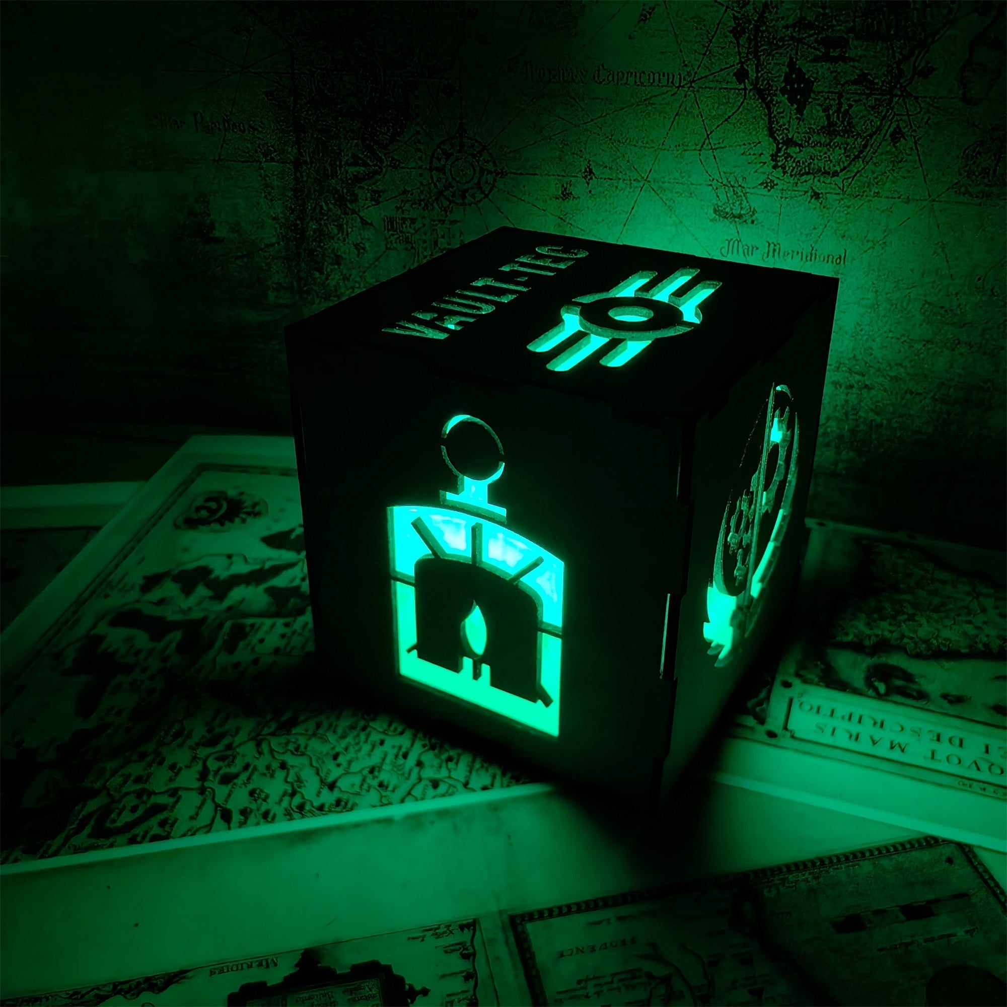 Brotherhood Of Steel Wood Cube Light Desk Decor - Tophatter Daily Deals