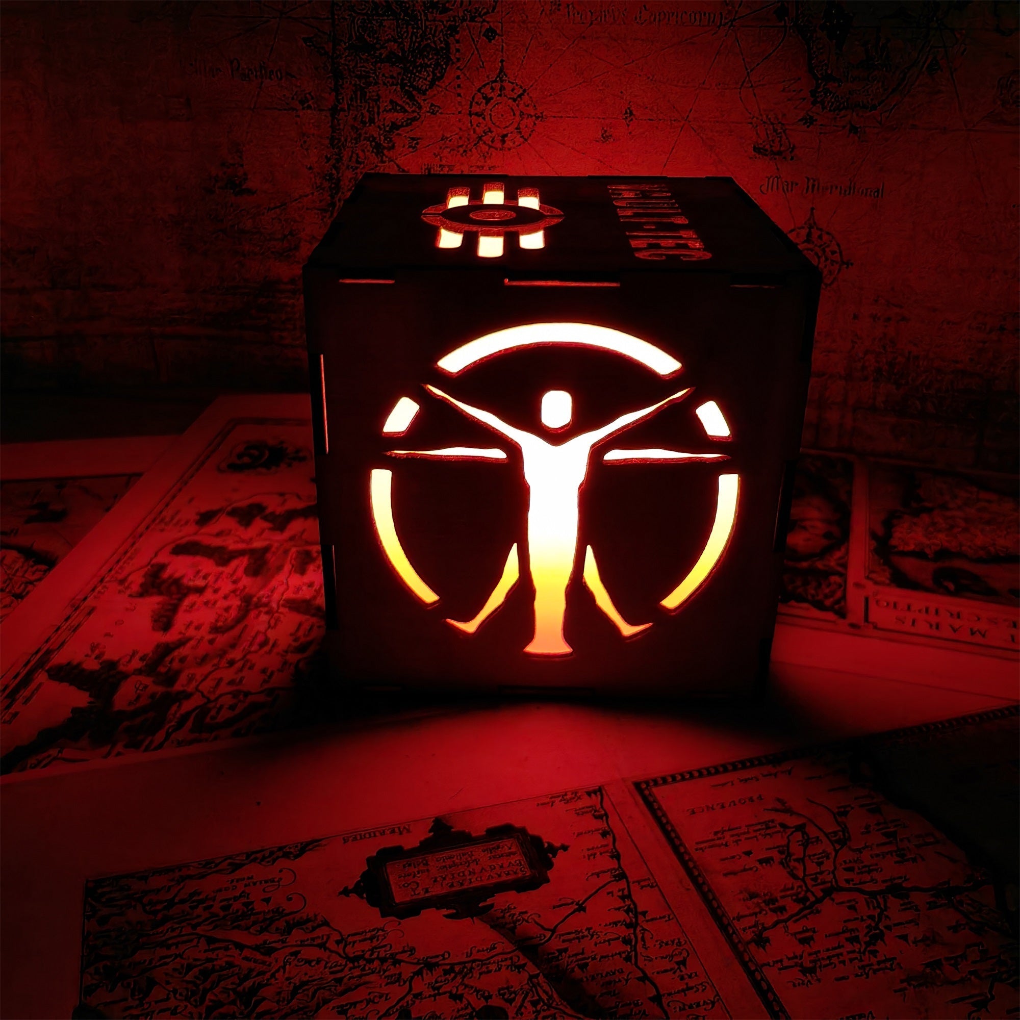 Brotherhood Of Steel Wood Cube Light Desk Decor - Tophatter Daily Deals