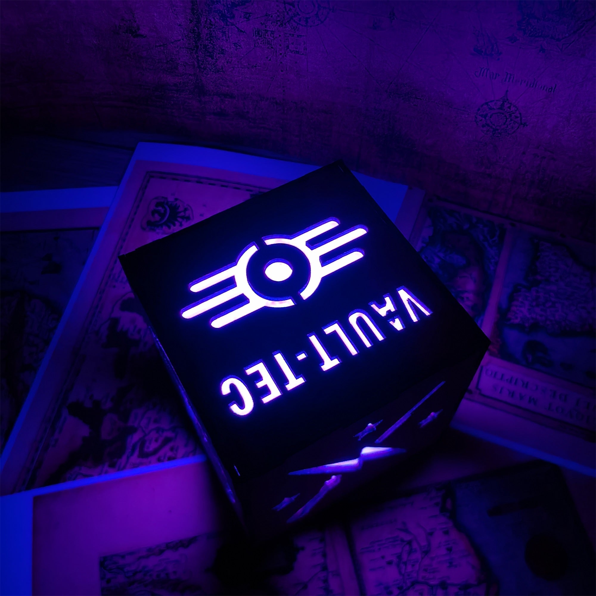 Brotherhood Of Steel Wood Cube Light Desk Decor - Tophatter Daily Deals