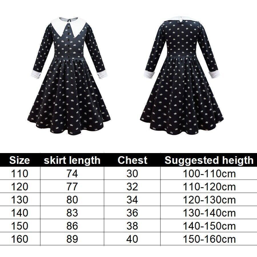 Wednesday Addams Costume - Addams Family Costume Outfit Girls Kids Party Fancy Dress Bag Festive & Franchise - Tophatter Daily Deals