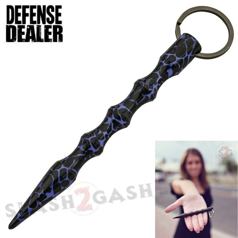 Wavy Kubotan Self Defense Stick Keychain Weapon - Animal Print Blue Leopard - Standard SD-KeyChain - Tophatter Daily Deals