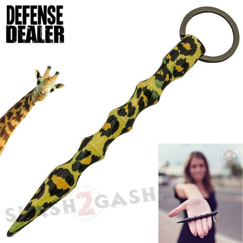 Wavy Kubotan Self Defense Stick Keychain Weapon - Animal Print Giraffe - Standard SD-KeyChain - Tophatter Daily Deals