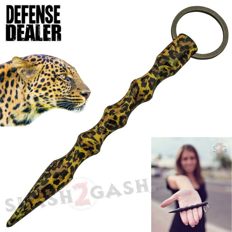 Wavy Kubotan Self Defense Stick Keychain Weapon - Animal Print Leopard - Standard SD-KeyChain - Tophatter Daily Deals