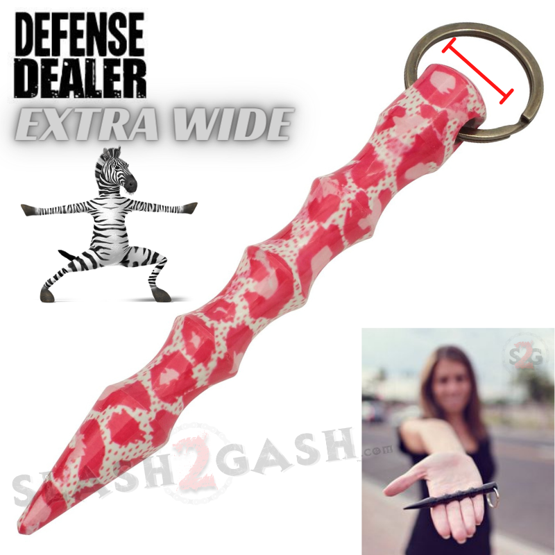 Wavy Kubotan Self Defense Stick Keychain Weapon - Animal Print Pink Leopard Camo - Extra Wide SD-KeyChain - Tophatter Daily Deals