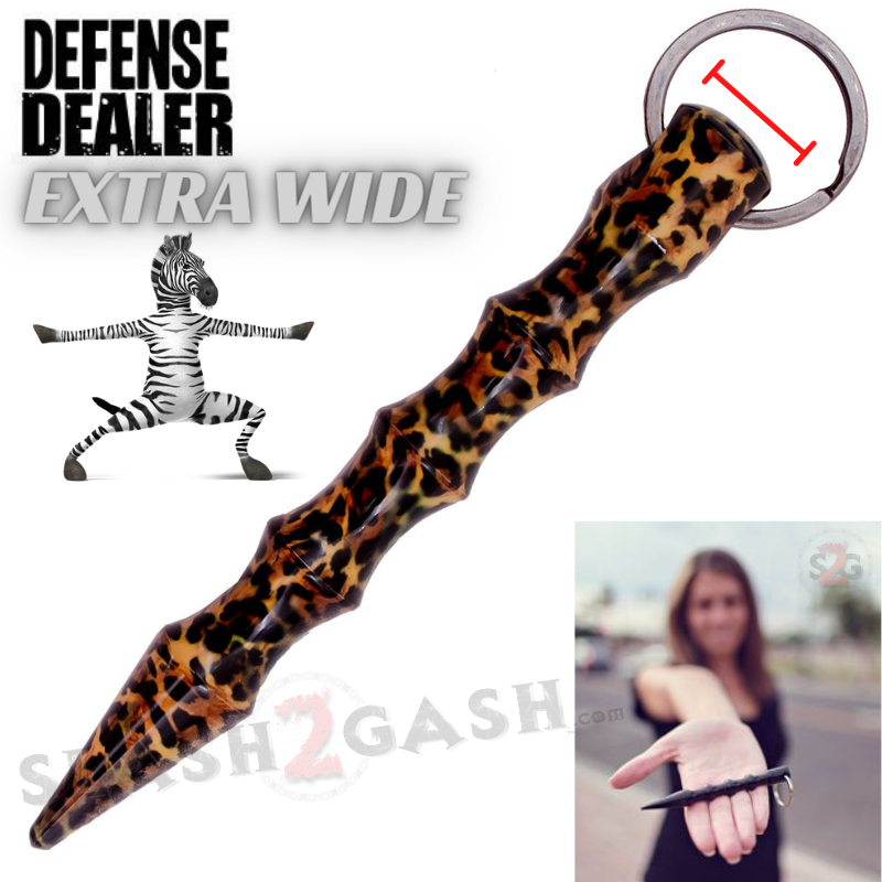 Wavy Kubotan Self Defense Stick Keychain Weapon - Animal Print Leopard - Extra Wide SD-KeyChain - Tophatter Daily Deals