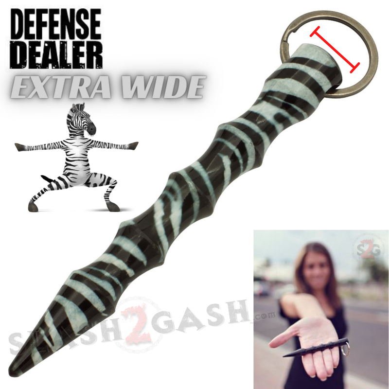 Wavy Kubotan Self Defense Stick Keychain Weapon - Animal Print Zebra - Extra Wide SD-KeyChain - Tophatter Daily Deals
