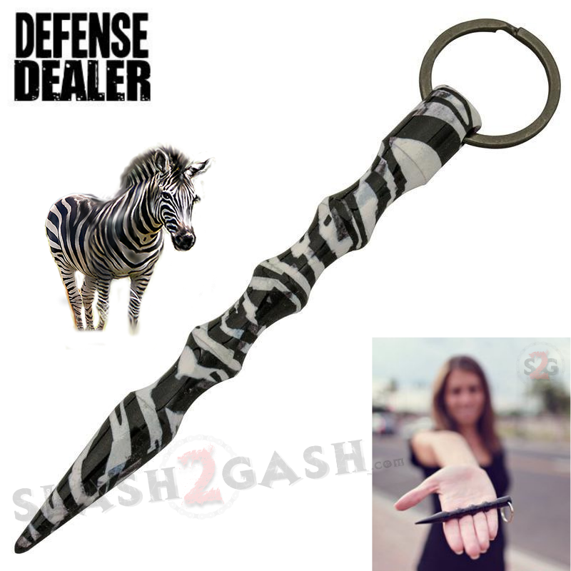 Wavy Kubotan Self Defense Stick Keychain Weapon - Animal Print Zebra - Standard SD-KeyChain - Tophatter Daily Deals