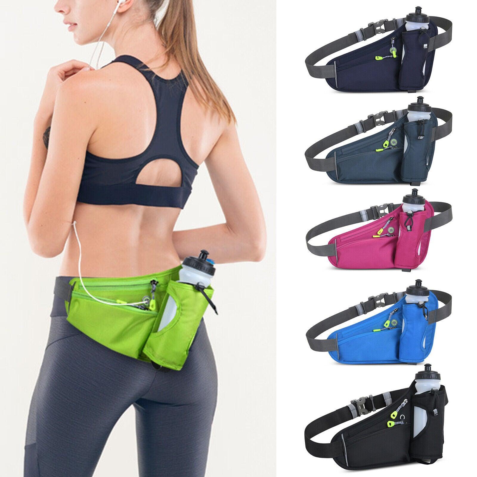 Running Belt With Water Bottle - Running Belt with Water Bottle Holder Waterproof Waist Bum Bag Sport Fanny Pack Exercise & Fitness - Tophatter Daily Deals