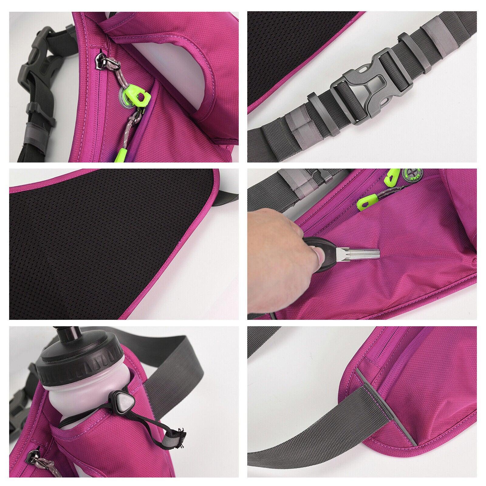 Running Belt With Water Bottle - Running Belt with Water Bottle Holder Waterproof Waist Bum Bag Sport Fanny Pack Exercise & Fitness - Tophatter Daily Deals