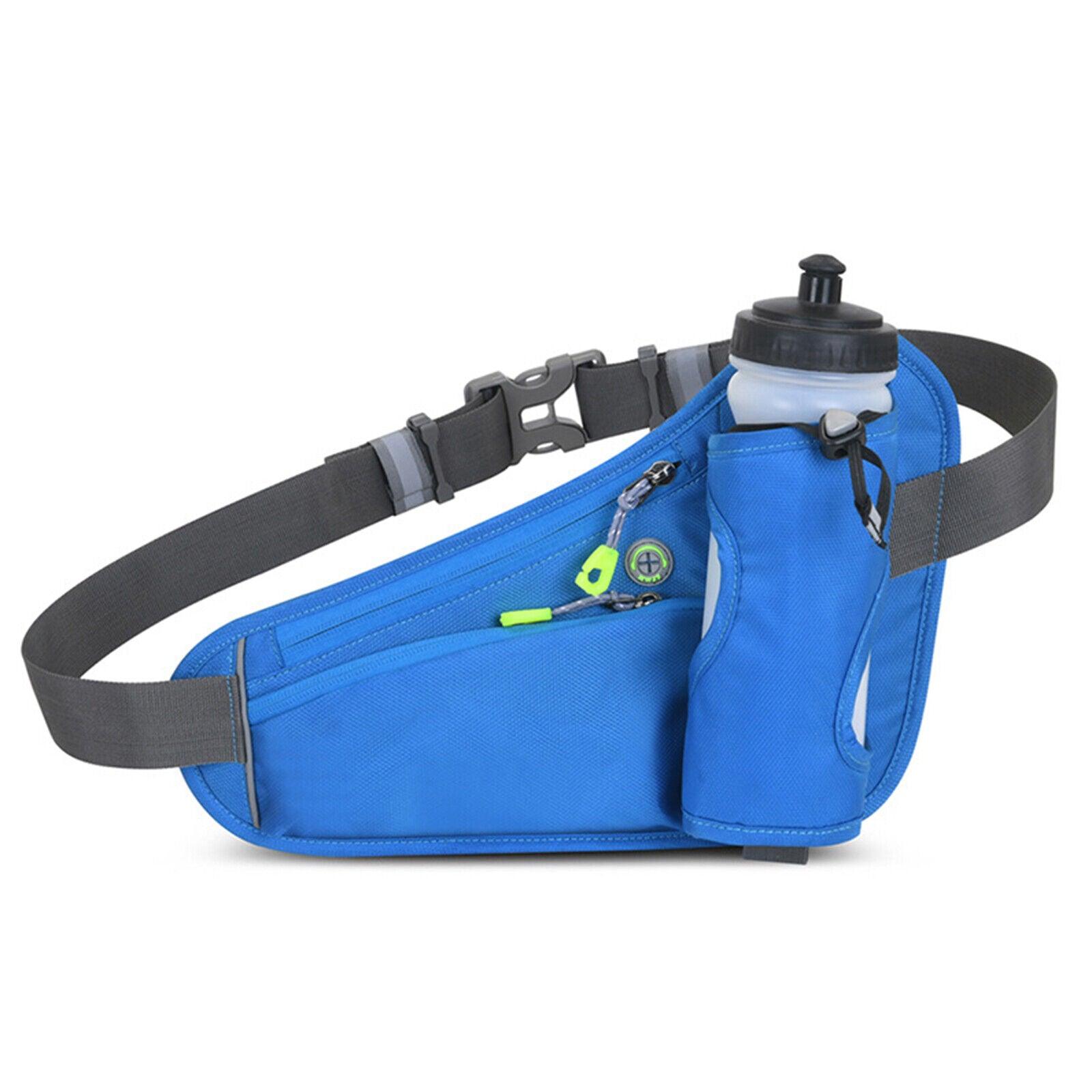 Running Belt With Water Bottle - Running Belt with Water Bottle Holder Waterproof Waist Bum Bag Sport Fanny Pack Blue Exercise & Fitness - Tophatter Daily Deals