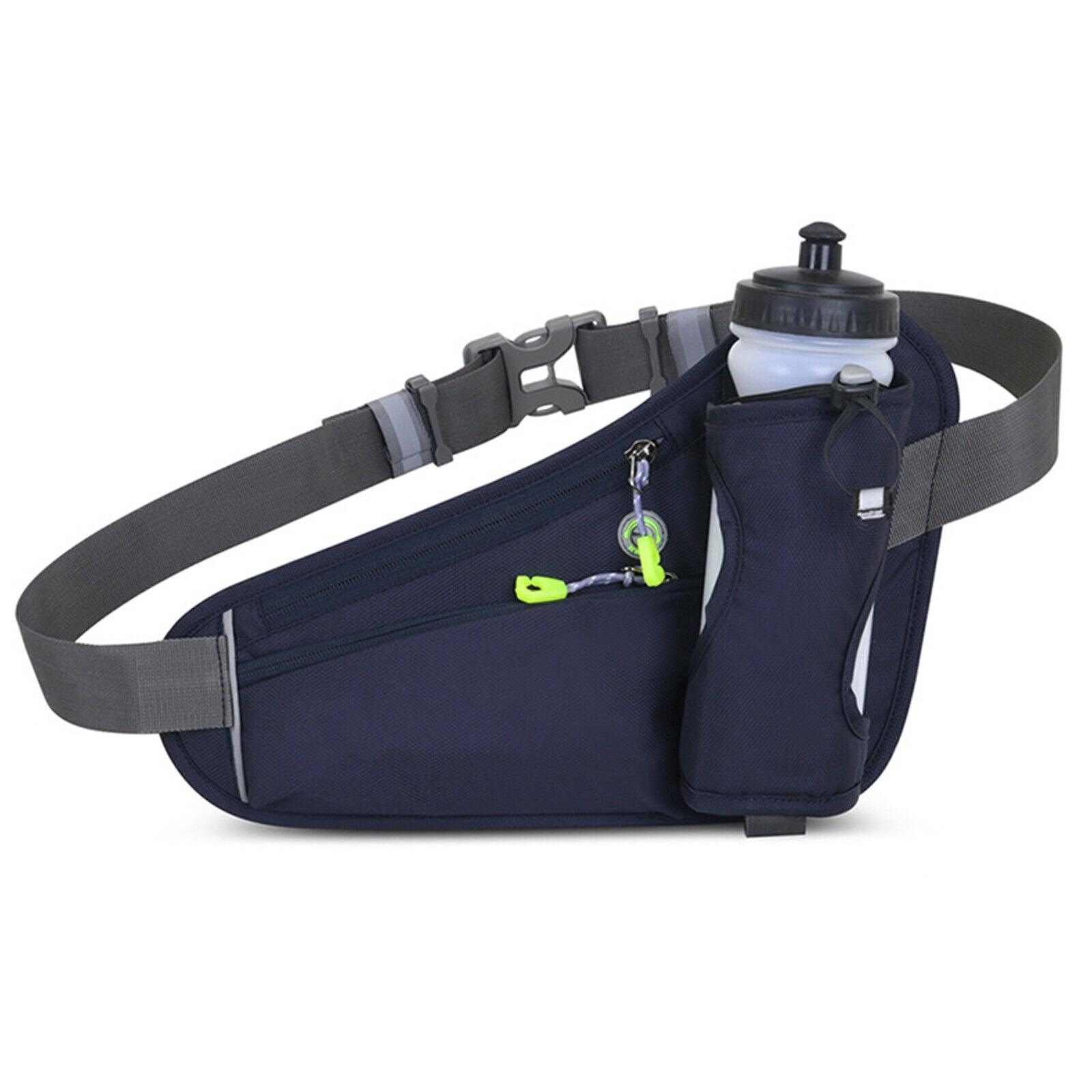 Running Belt With Water Bottle - Running Belt with Water Bottle Holder Waterproof Waist Bum Bag Sport Fanny Pack Dark Blue Exercise & Fitness - Tophatter Daily Deals