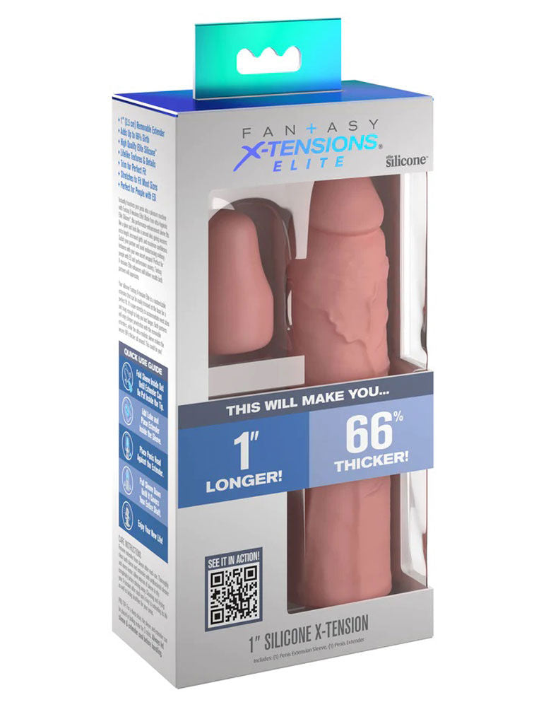 Fantasy X-Tensions Elite Sleeve – 7 Inch Silicone Sleeve with Plug > Sex Toys For Men > Penis Sleeves - Tophatter Daily Deals
