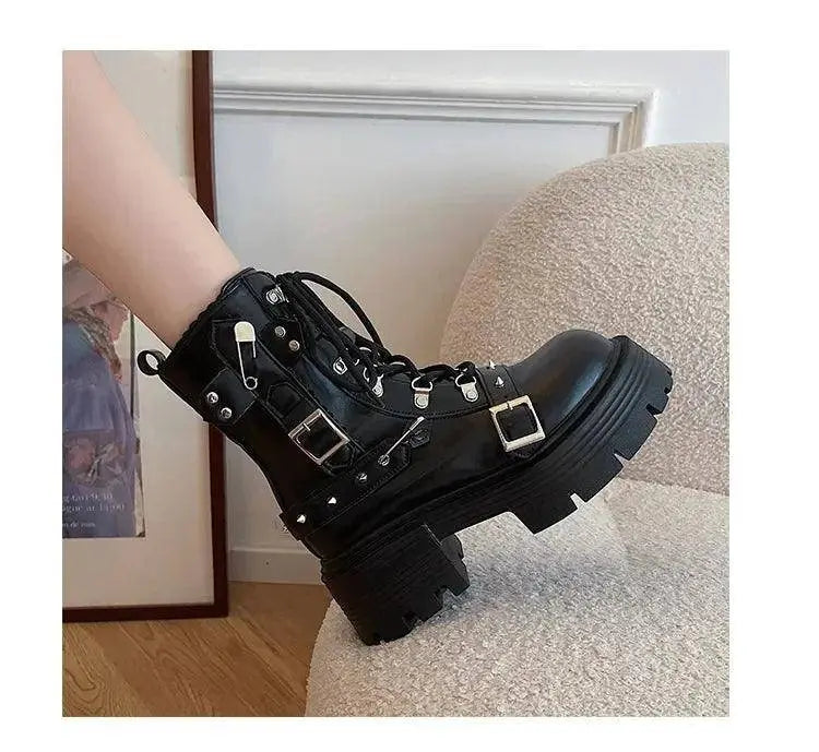 Fashion New Women's Biker Boots Patent Leather Breathable Zipper Lolita Platform Boots Winter New Retro Gothics Botines Chelsea - Tophatter Daily Deals